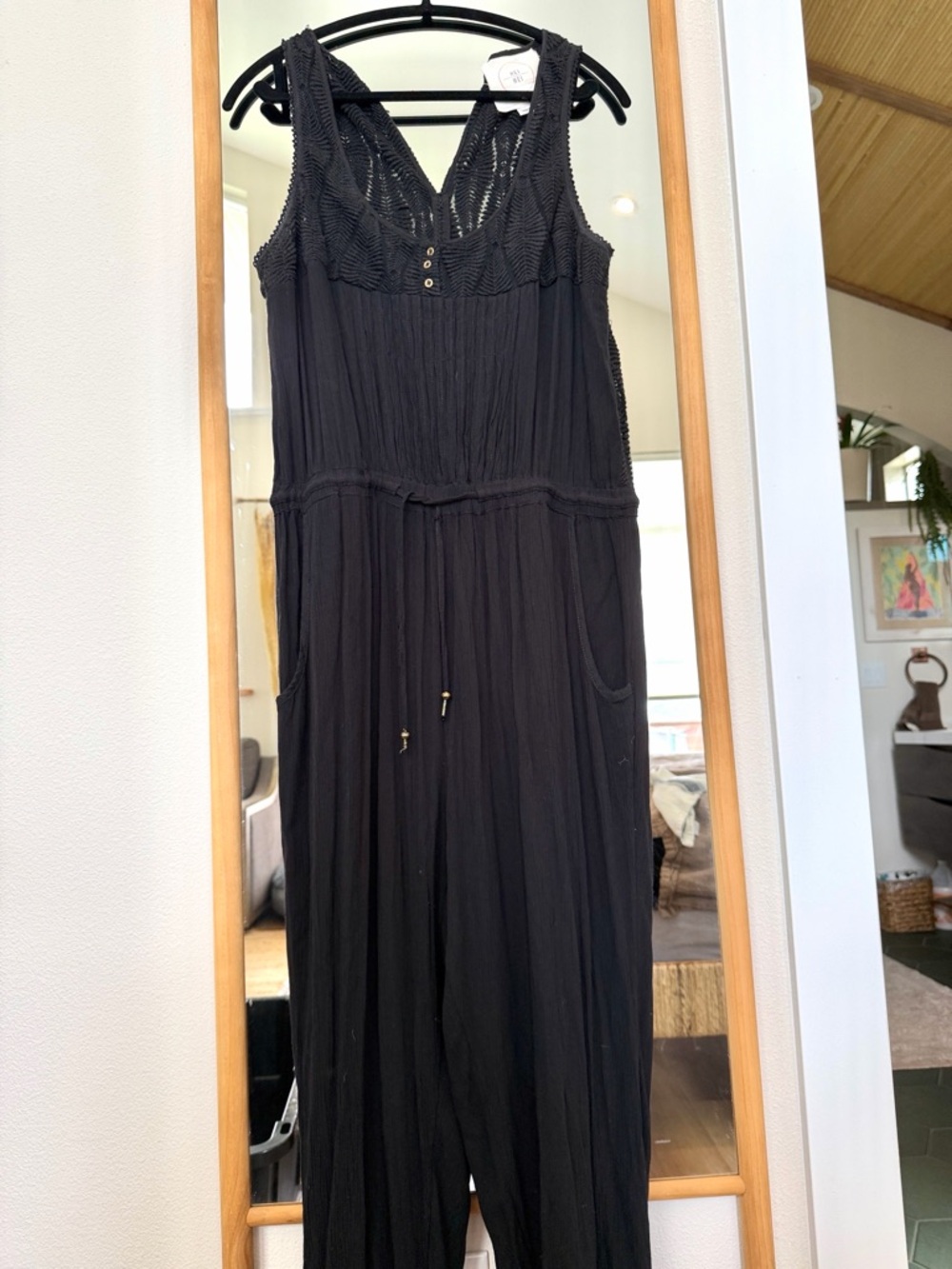 Anthropologie Hei Hei Black Sleeveless Jumpsuit with sheer detailing on back